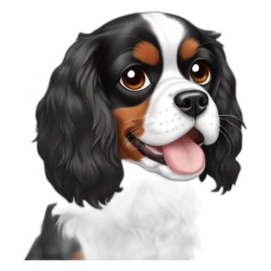 cavalier king charles spaniel black and white sticker