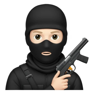 black ski mask guy with gun sticker