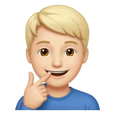 Smiley face with finger in mouth ￼ sticker