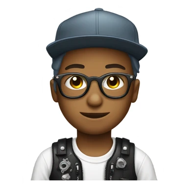 cap and glasses boy with tattoo machine sticker