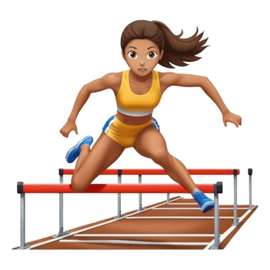 Hurdler girl going over a hurdle white and brunette sticker