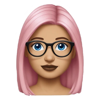 Realistic kylie jenner pink hair blue eyes and glasses  sticker