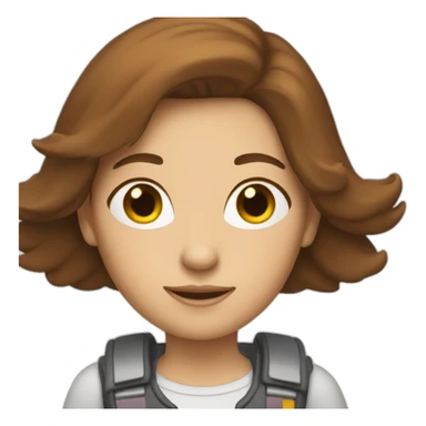 women with brown hair on the rocket sticker