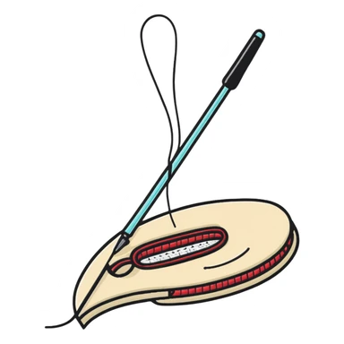 needle and thread with embroidery sticker