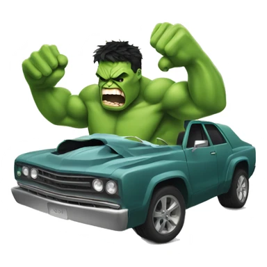 Vengeful hulk smashing and tearing a car in half sticker