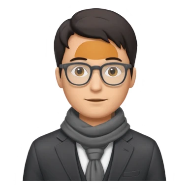 gray scarf male dark hair with suit glasses sticker