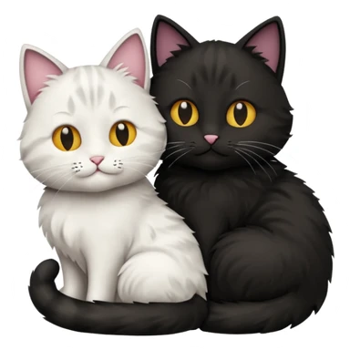 Two Cats cuddling one black one white sticker