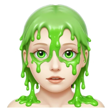 Teaching green slime creepy face and glowing white eyes sticker