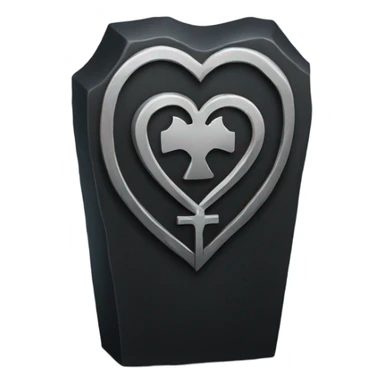 a black tombstone with the inscriptions in silver R. i. p. and a silver heart in the center sticker