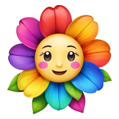 A rainbow flower that have a face a cute one sticker