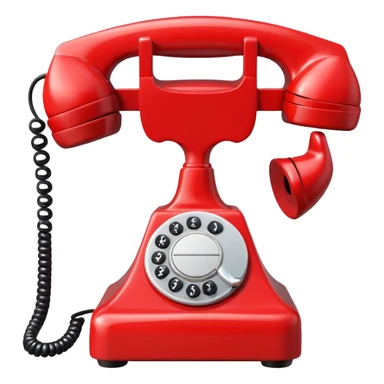 red analog telephone, glossy finish, bright saturated red, smooth curves, minimal details, clean and shiny
 sticker