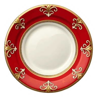 antique porcelain red plate  sticker