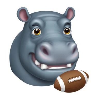 hippo with football helmet  sticker