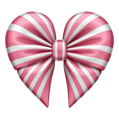 candy cane bow heart shape with light pink stripes and a satin bow sticker
