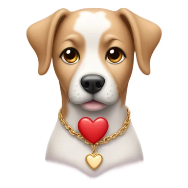 Dog wearing a heart necklace  sticker