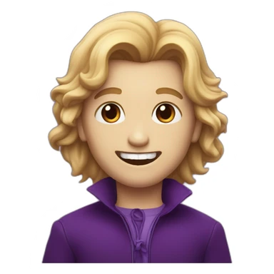Un garçon qui sourit avec des dents de vampire les cheveux violets sticker
