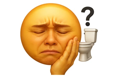 emoji stile iphone che riguarda l'argomento "stipsi/andrò al bagno oggi?", iperrealistico 4k sticker