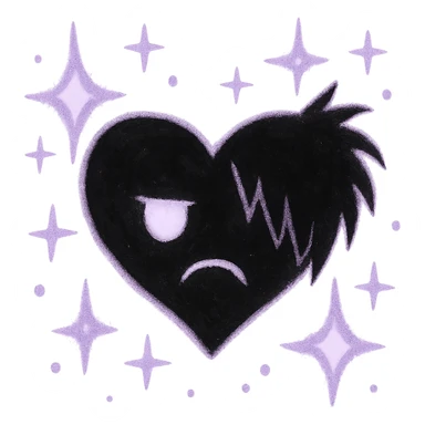 emo heart with pastel purple sparkles sticker