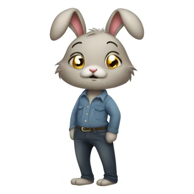 an anxious rabbit in pants half body  sticker
