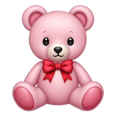 Light Pink teddy bear with red bow sticker