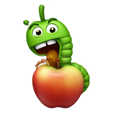 Worm coming out of apple sticker