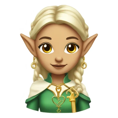 an elf woman login holding a big key sticker