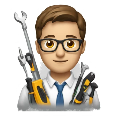 DevDps engineer with glasses and tools with brown hair sticker