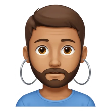 Boy with tanned skin, short brown hair, a sparse beard, and hoop earrings in his ears sticker