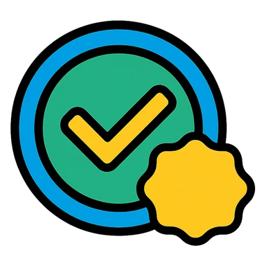verified badge, checkmark in a circle, clean and recognizable sticker