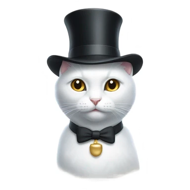 White cat wearing a white top hat  sticker