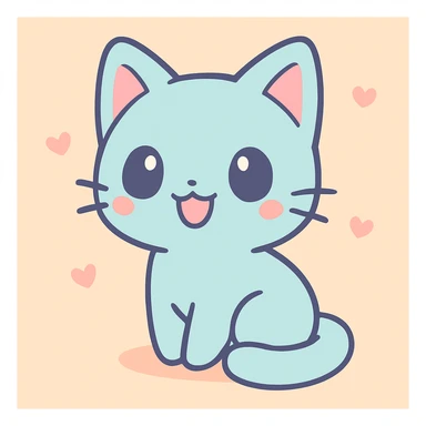 anime style cat character, big expressive eyes, cute pose sticker