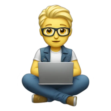 Blond developer with an laptop sticker