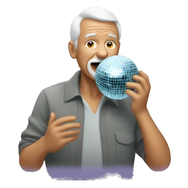 grandfather eats a disco ball sticker