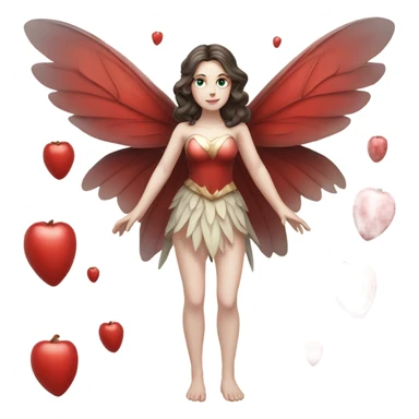 Pale skin, brunette fairy woman with red wings full body sticker