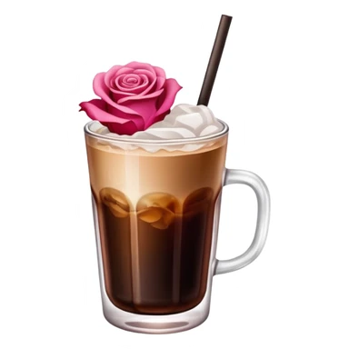 Cold brew coffee with roses pink red mini small size glas sticker