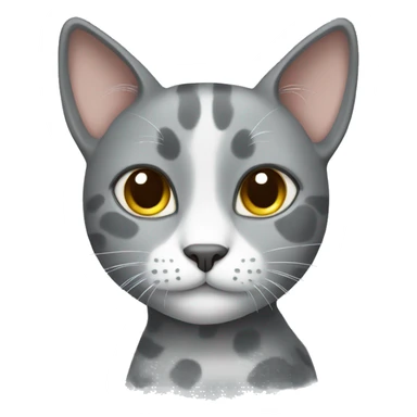 Gray cat with white spots sticker