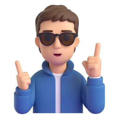 Noel Gallagher, two fingers up, 3D emoji style sticker