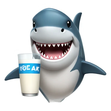 shark with cap and milk sticker