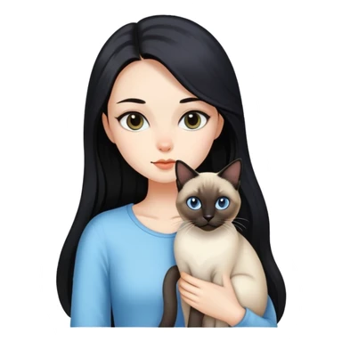 girl with black long hair with a Siamese cat sticker