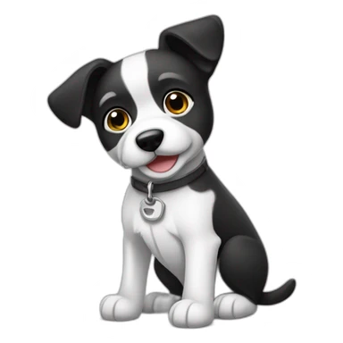 Perro adoptado blanco y negro alegre sticker