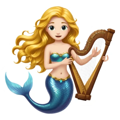 Singing Mermaid – Holding harp sticker