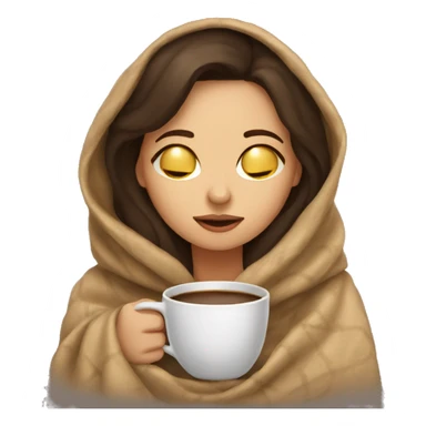 Brunette girl inside a blanket sipping coffee eyes closed sticker