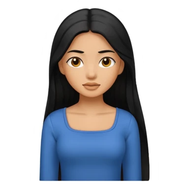 A caramel skin girl with long black hair and a square neckline shirt sticker