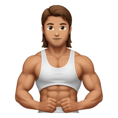 Long hair fat muscle men in tank top sticker