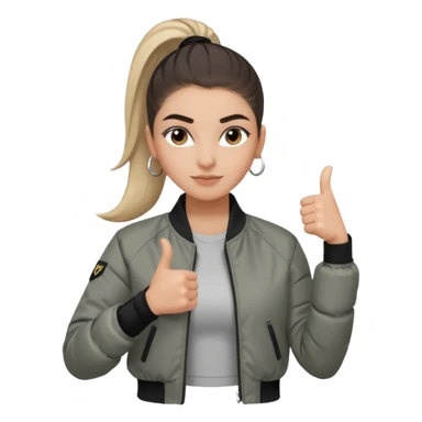 สีตาโทนเทาเท่ ๆ มีประกายคม

คิ้วได้รูป มองแล้วดูสตรอง

ผมหางม้าสูง / ผมสั้นสปอร์ต

เสื้อแจ็กเก็ต / ลุคสตรีทแฟชั่น

ท่าโพสกอดอก / ชูนิ้วโป้ง / เดินมั่น ๆ
ฟีล: Girl Boss, cool beauty, minimal but powerful sticker