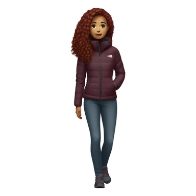 beautiful burgundy haired Girl wearing northface full body sticker