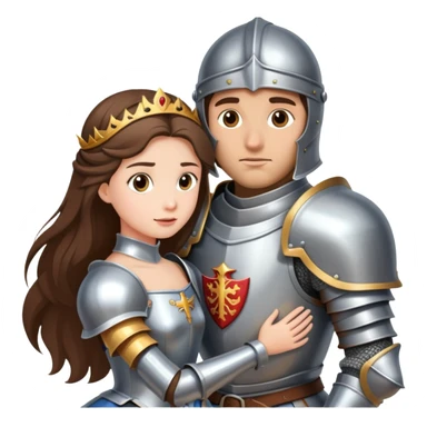 Knight in shining armor saves brunette Princess sticker