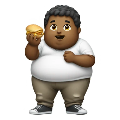 Fat boy eating food sticker