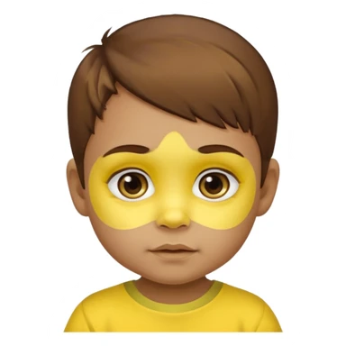 brown hair baby with yellow face paint and yellow shirt sticker