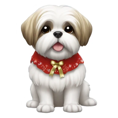 Shi tzu dog wearing Christmas dress sticker